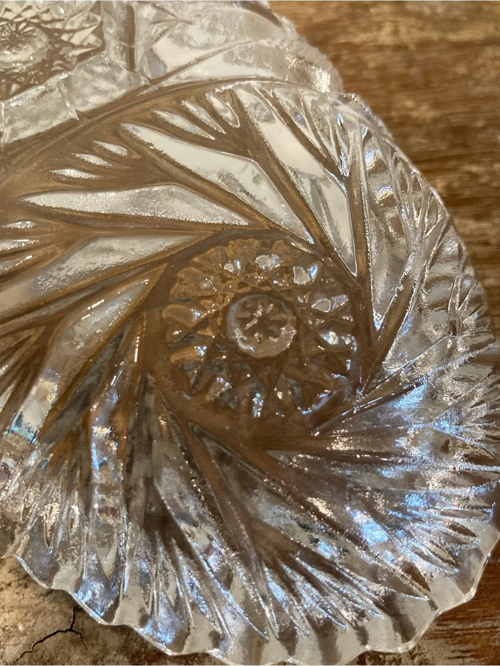 Imperial Glass Clear Whirling Star Pickle Relish Oval Sawtooth Pressed Glass